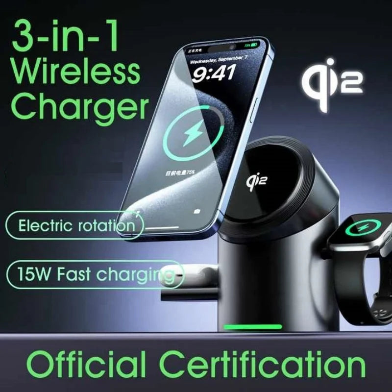 Qi2 3 In 1 Magnetic Wireless Charger
