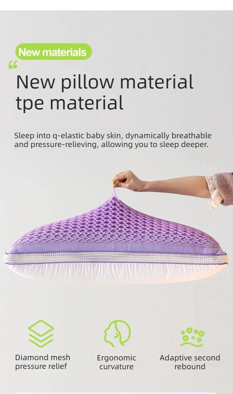 TPE Pectin Feather Pillow Neck Pillows for Sleeping Bed Pillow Pectin Cotton Two-sided Cover Home Textiles Soft Comfort Bedding