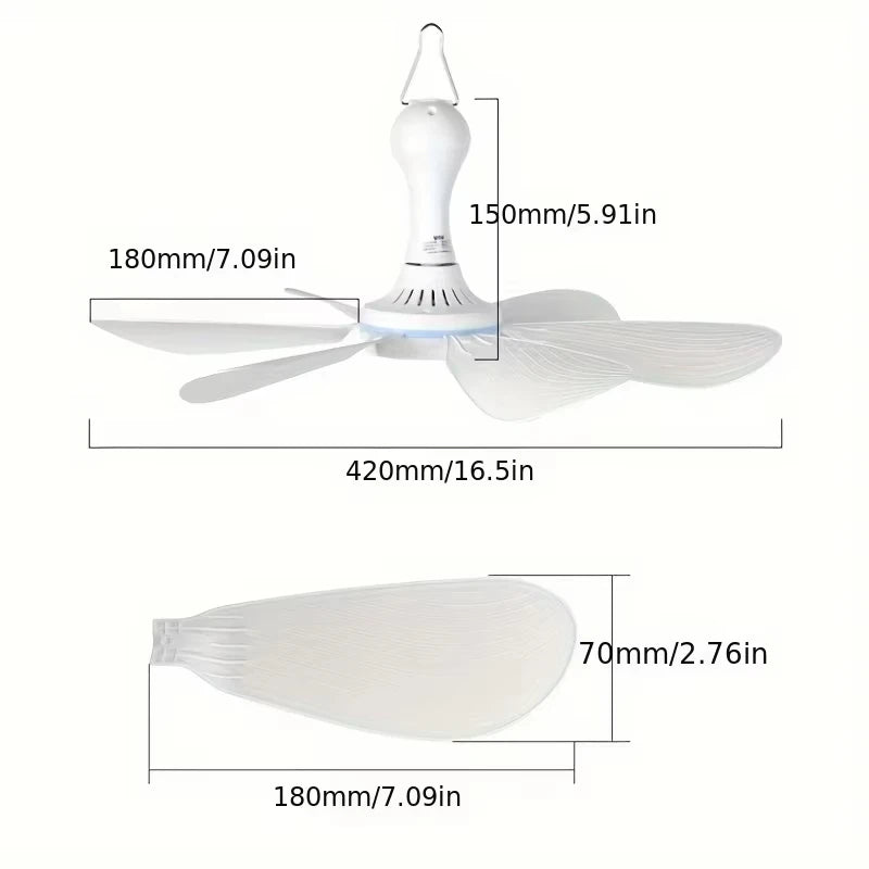 USB Ceiling Detachable Blades Portable Hanging