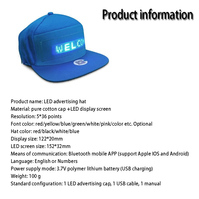 Luminous LED Bluetooth Message Cap