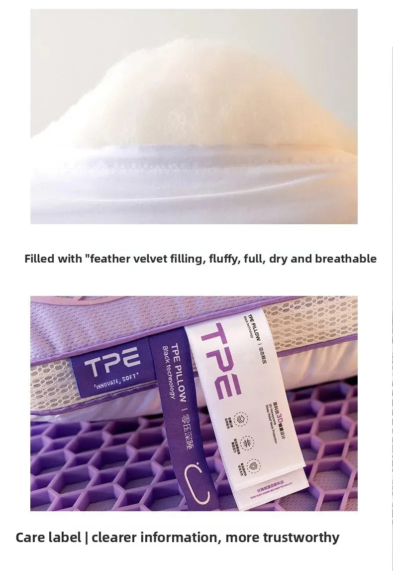 TPE Pectin Feather Pillow Neck Pillows for Sleeping Bed Pillow Pectin Cotton Two-sided Cover Home Textiles Soft Comfort Bedding